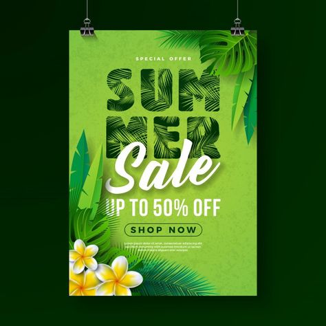 Bake Sale Poster, Sale Poster Design, Fashion Sale Poster, Leaves Template, Summer Sale Poster, Summer Sale Banner, Banners Design, Poster Template Free, Poster Flower