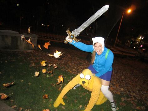 Fin And Jake Halloween Costume, Fiona Adventure Time Costume, Jake Adventure Time Costume, Finn And Jake Costume, Finn Adventure Time Costume, Finn The Human Costume, Jake Costume, Finn Cosplay, Flame Princess And Finn