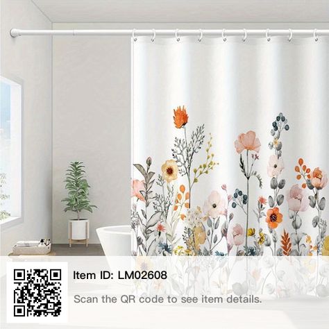 Pretty Shower Curtains, Bathroom Flowers, Curtains For Bathroom, Watercolor Shower Curtain, Stylish Shower Curtain, Cute Shower Curtains, Modern Bathroom Accessories, Bathroom Shower Curtain Sets, Floral Bathroom