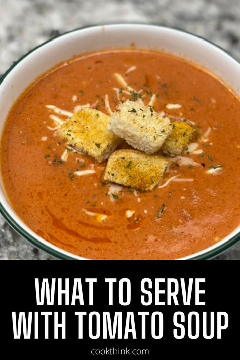 What To Eat with Tomato Soup - CookThink What Goes With Tomato Soup, Tomato Soup Side Dish, What To Eat With Tomato Soup, What To Serve With Tomato Soup, Tomato Soup Sides, Side For Soup, Tomato Soup With Chicken, Chicken Avocado Melt, Chicken Salad Chick Recipe