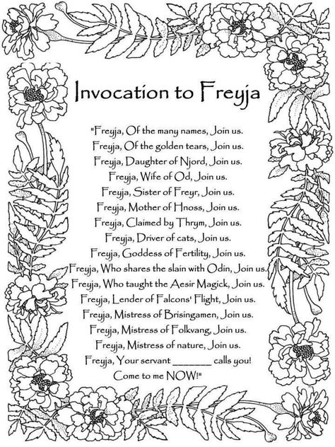 Invocation to Freyja Freya Goddess Offerings, Freyja Altar, Freya Altar, Wicca Book Of Shadows, Goddess Freya, Norse Paganism, Freya Goddess, Norse Gods, Norse Goddess