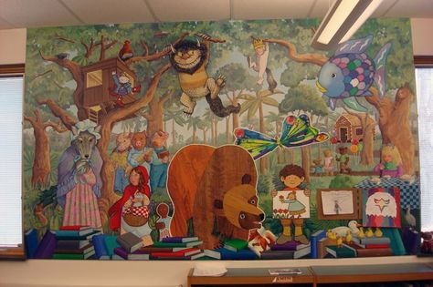 elementary library mural - Bing images | School Mural Ideas ... Library Murals, Library Painting, School Mural Ideas, Library Mural, Library Artwork, Library Decorations, School Library Design, Library Themes, Elementary School Library