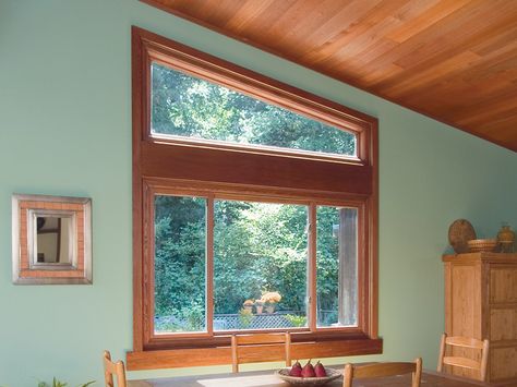 About how the triangle window on the west side will look with vaulted ceiling. Specialty Windows, Triangle Window, Vinyl Replacement Windows, Awning Windows, Andersen Windows, Window Replacement, Best Windows, Wood Windows, Sliding Windows