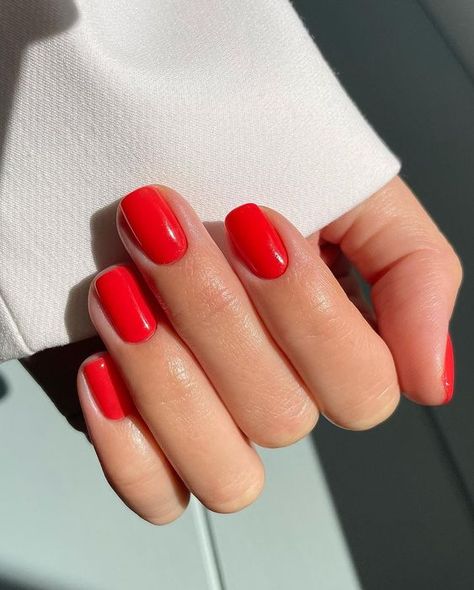 41 Short Spring Nail Ideas That Are Perfect for a Seasonal Refresh Spring Short Nails, Red Orange Nails, Vacation Nail Designs, Short Red Nails, Bright Red Nails, Cute Nail Colors, Pedicure Colors, Bright Summer Nails, Short Square Nails