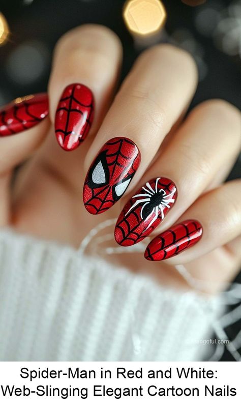 If you're a fan of comics and cartoons, and you love to express your passion through nail art, then you're in for a treat! We've curated 36 incredible cartoon Summer Manicure Designs, Comic Nail Art, Superhero Nails, Avengers Nails, Marvel Nails, Red Summer Nails, Cartoon Nail Designs, Coquette Nails, Cartoon Nails