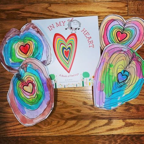 Preschool Heart Crafts, Heart Centered Teaching, In My Heart A Book Of Feelings Activity, In My Heart Book Activities Preschool, Feeling Art Activities Preschool, Mix It Up Book Activities, Kindness Craft Preschool, Heart Art Preschool, Pre K Feelings Activities