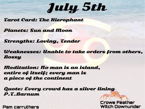 July 5th #birthday #CroweFeatherWitchDownunder July 5th Birthday Quotes, July Quotes, The Hierophant, July 5th, Random Pictures, Every Man, Birthday Quotes, 5th Birthday, Tarot Cards