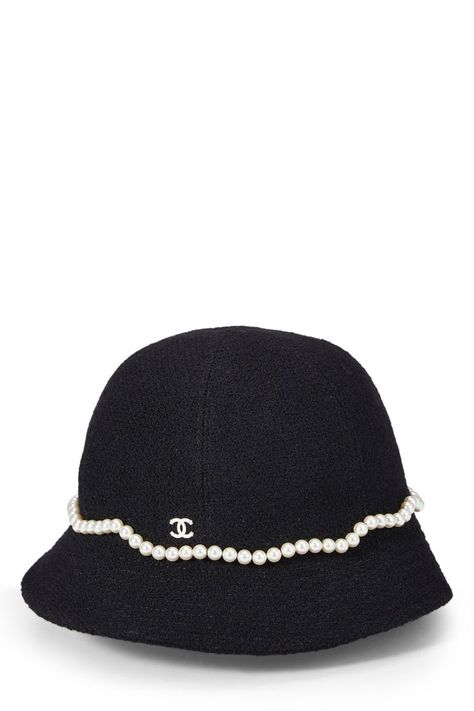 Black Wool Faux Pearl Bucket Hat Chanel Hats, Chanel Hat, Chanel Outfit, Luxury Bags Collection, Fasion Outfits, What Goes Around Comes Around, Mens Casual Dress Outfits, Fantasy Gowns, Mens Casual Dress