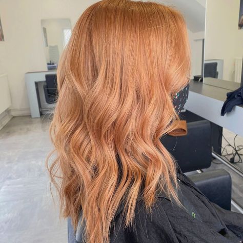 Strawberry Peach Hair Color, 2023 Strawberry Blonde, Very Light Copper Blonde Hair, Light Orange Copper Hair, Copper Hair Color Light, Light Red Orange Hair, Very Light Ginger Hair, Light Blonde Red Hair, Peach Colour Hair