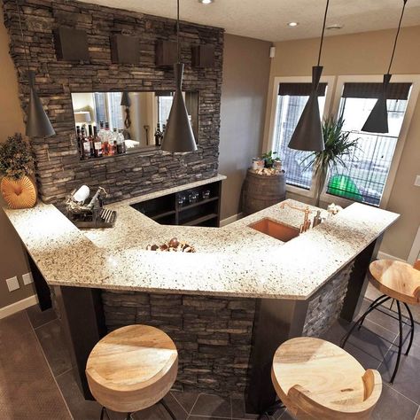 15 Home Bar Ideas for the Perfect Bar Design #Basementbarideas Building A Home Bar, Basement Bar Plans, Home Bar Ideas, Eldorado Stone, Basement Bar Design, Modern Basement, Basement Bar Designs, Home Bar Design, Diy Home Bar