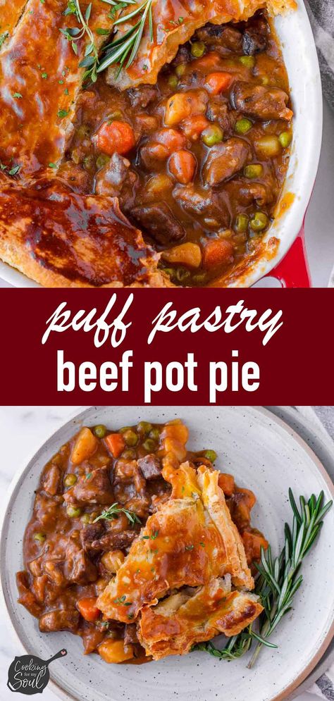 Roast Beef Pot Pie Recipe, Meat Pot Pie Recipe, Beef Pot Pies With Pie Crust, Easy Beef Pie Recipe, Beef Pot Pie Ground Beef, Crock Pot Beef Pot Pie, Beef Pot Pie Puff Pastry, Beef Pie With Puff Pastry, Beef Pot Pie With Mashed Potatoes