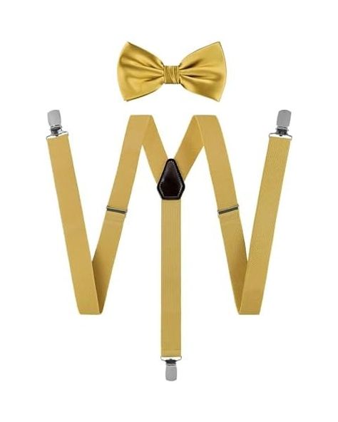 Amazon.com: Consumable Depot CD Gold Suspender with Matching Metalic, Champagne, Sequined Bowtie Set (Champagne Gold) : Clothing, Shoes & Jewelry Gold Clothing, Suspenders Men, Bow Tie Set, Tie Set, Vivid Color, Champagne Gold, Suspenders, Braces, Elastic Band