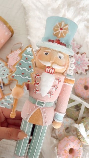 Candy Nutcracker, Gingerbread Nutcracker, Pink Nutcracker Christmas Diy, Pink Nutcracker Christmas, Pastel Nutcracker, Pastel Nutcracker Christmas, Pink Nutcracker, Pastel Nutcracker Door Hanger, Pink And Green Nutcracker