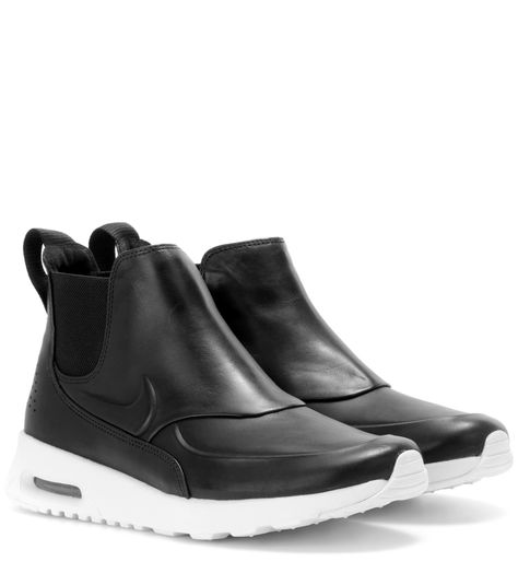 Nike Air Max Thea Mid black leather sneakers Dress Shoes Drawing, Vintage Dress Shoes, Air Max Thea, Nike Air Max Thea, Black Leather Sneakers, Shoes Drawing, Shoes Teen, Shoes Ideas, Balenciaga Shoes