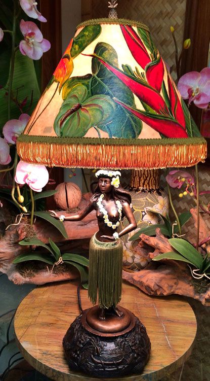 hula lamp  Something from the wayyyyyy back files that's too fun not to pin.  :) Hawaiian Home Decor, Girls Lamp, Hawaiian Homes, Tiki Decor, Tiki Bar Decor, Tiki Tiki, Tiki Lounge, Tiki Art, Hawaiian Decor