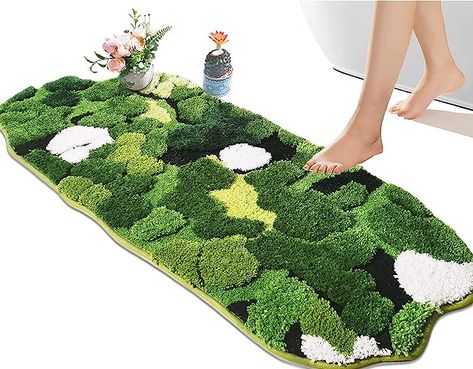 Amazon.com: Hifuwan Cute Green Moss Bathroom Runner Rug Long Rectangular Boho Aesthetic Leaf Leaves Bath Mat Shaggy Non Slip Absorbent Shower Mat Decor : Home & Kitchen Moss Bathroom, Long Bath Mat, Bathroom Runner, Moss Rug, Bathroom Runner Rug, Bathroom Themes, Family Decor, Boho Aesthetic, Green Carpet