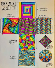 Art Projects For High School, Op Art Projects, Op Art Lessons, Class Themes, معرض فني, 7th Grade Art, Art Cube, 8th Grade Art, Middle School Art Projects