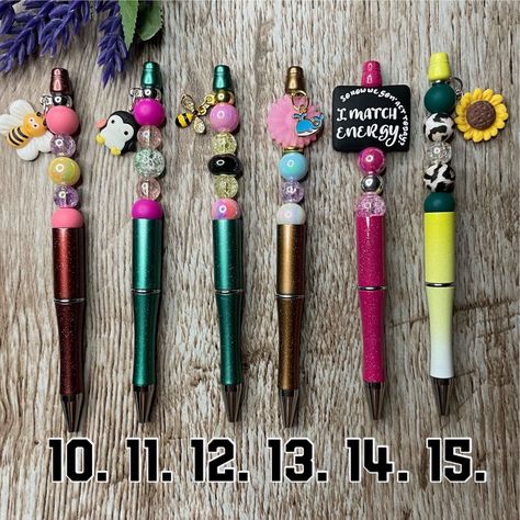 Handcrafted Artisan Brand New Variety Of Fun & Unique Pens Bee, Sunflower, Penguin, Whale, Energy Pre-Made Writing Pens Black Ink & Includes A Bonus Ink With Each Pen Ordered Office Supplies Retractable Ball Point Perfect For Work, School, & Home Makes A Thoughtful Gift Customization Prices $1 Extra Per Pen $2 Extra Per Bookmark/Wristlet/Keychain To Find All Of My Beaded Products In One Place, Click The Tag Below #Melissasxcloset ***Small Beads Can Cause A Choking Hazard To Kids*** Bead Pens, Bee Sunflower, Unique Pens, Office Colors, Small Beads, Writing Pens, Wristlet Keychain, Office Stationery, Thoughtful Gifts