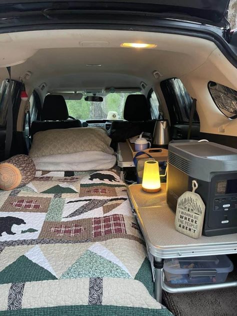 51 Car Camping Tips to Live Luxuriously [+Setup Idea Pic Inspo] Car Camping Decoration, Full Time Car Living, Suv Camping Build, Jeep Camping Setup, Rav4 Car Camping, Car Camping Must Haves, Car Camping Setup Ideas, Suv Camping Setup, Rav 4 Camping