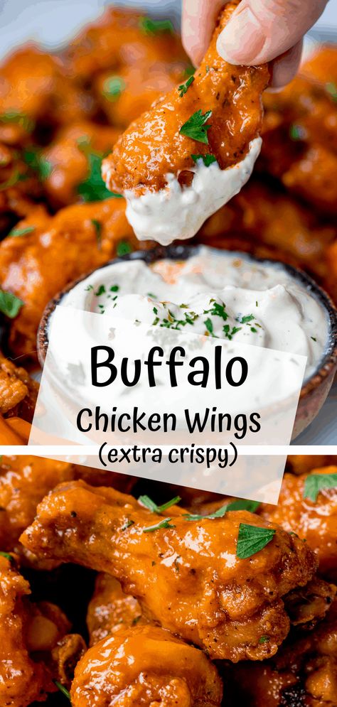 How To Prep Chicken Wings, Crispy Buffalo Wings, Easy Homemade Buffalo Sauce, Buffalo Wings Recipe Baked, Pool Menu, Chicken Wing Sauce Recipes, Wings Recipe Baked, Baked Buffalo Wings, Hot Wing Recipe