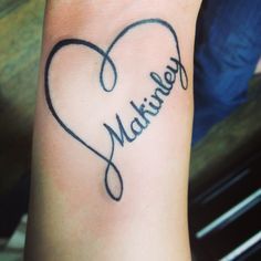 Infinity Name Tattoo, Heart With Infinity Tattoo, Heart Tattoos With Names, Love Heart Tattoo, Simple Heart Tattoos, Name Tattoos On Wrist, Heart Tattoo Wrist, Tattoos With Kids Names, Shape Tattoo