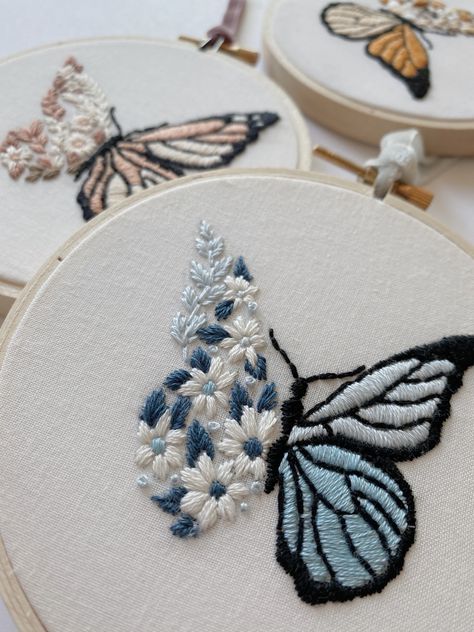 Butterfly embroider, butterfly, spring, cute butterfly, embroidery, embroidery ideas, spring crafts, cute spring gifts, unique gift ideas, butterfly gift, floral crafts, floral designs, embroidery designs, hand stitched, butterfly inspiration, embroidery inspiration, floral i spiration, cute handmade gifts, small business, cross stitch, needle point, diy crafts, easy crafts, simple embroidery, unique embroidery, embroidery ideas, cute gift ideas, perfect girl gift, gifts for her, gifts for girl Hand Embroidered Butterflies, Cute Butterfly Embroidery, Small Butterfly Embroidery Easy, Simple Embroidery Butterfly, Simple Butterfly Embroidery Designs, Spring Embroidery Ideas, Unique Embroidery Designs Ideas, Embroidered Butterfly Simple, Embroidery On Tshirt Ideas