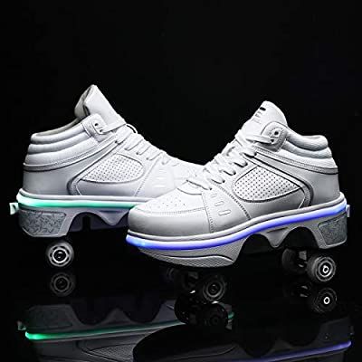 Amazon.com: MLyzhe Deformation Roller Shoes Adult Children's Automatic Walking Shoes Male Female Skating Shoes Invisible Pulley Shoes Skates with Double-Row Deform Wheel White: Sports & Outdoors Shoes With Wheels, Sepatu Platform, Skates Shoes, Skating Shoes, Best Christmas Toys, Roller Skate Shoes, Roller Shoes, Dr Shoes, Shoes Walking