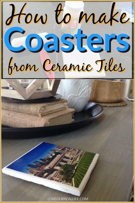 Ceramic Tile Crafts, Make Coasters, Tile Diy, Coaster Projects, Coaster Crafts, Budget Crafts, Ceramic Tile Coaster, Tile Crafts, How To Make Coasters