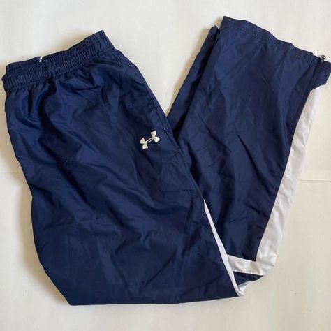 Vintage Windbreaker Pants ✦ Open To All Offers ✦ Free Shipping Bundle Measurements: Like New Condition. No Flaws Vintage Mens Under Armour Windbreaker Tracksuit Pants Sportswear Navy Blue/White XL Regular Fit. Good For Lounging & Athletic Wear. Under Armour Logo Left Side With White Stripes Both Sides. Two Pockets + Zippers Near Bottom ——— TAGS ——— #Vintage #UnderArmour #Windbreaker #Athletic #Tracksuit Vintage Athletic Wear, Windbreaker Tracksuit, Windbreaker Pants, Tracksuit Pants, Graduation Dresses, Vintage Windbreaker, Stylish Clothes For Women, Athletic Pants, Navy Pants