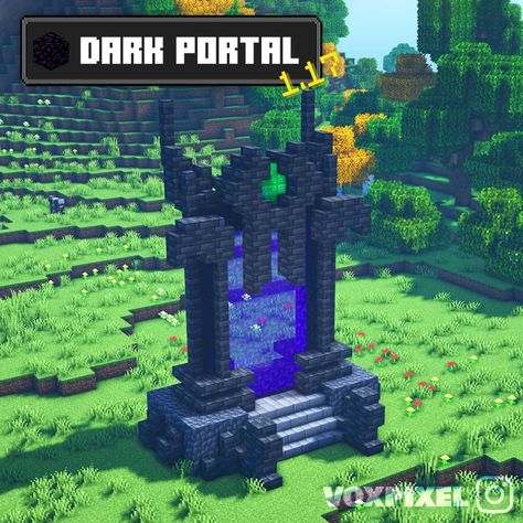 Voxpixel - Minecraft Builder on Instagram: “Save for later ! 📩 - Dark Portal - New Nether Portal design, asked by one of you on my last story ! 😎 I hope you will like it, save the…” Cool Nether Portal Designs Minecraft, Mc Nether Portal, Nether Design Minecraft, Portal Minecraft Design, Portal Designs Minecraft, Simple Nether Portal Design, Neither Portal Minecraft, Portal Do Nether, Cool Nether Portal Designs