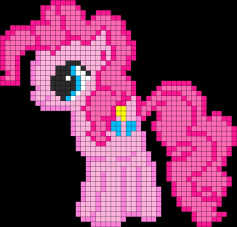 Pinkie Pie My Little Pony Perler Bead Pattern / Bead Sprite (Use for quilting ideas) Modele Pixel Art, Fuse Bead Patterns, Pony Bead Patterns, Karakter Disney, Kandi Patterns, Bead Sprite, Hama Beads Patterns, Pola Kristik, Beaded Cross Stitch