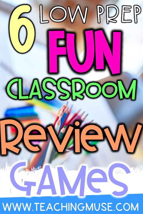 Looking for ways to spice up your review with your 5 6 7 grade students? Check out these low prep classroom review games to use before assessments. Each review game idea will engage students and help prepare them for their upcoming quiz or test Best part is the ideas won't break your bank! Check out the 6 review game ideas for free by clicking the link Test Review Games Middle School, Review Activities Elementary, Class Review Games, Classroom Review Games, Science Review Games, Classroom Games Elementary, Test Review Games, Games For Grade 1, Prep Classroom