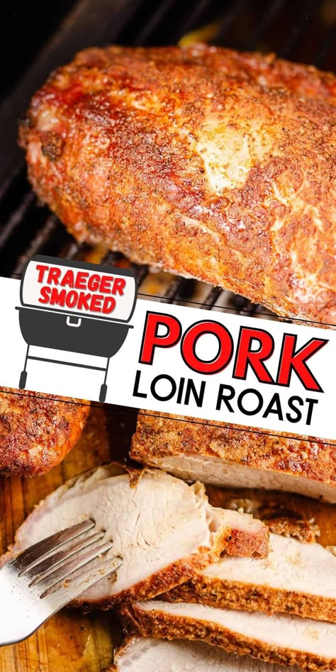 This easy Traeger Smoked Pork Loin Roast made on your wood pellet grill, is a juicy and tender piece of meat with only 3 simple ingredients! Smoked Pork Top Loin Roast, Smoked Pork Loin Roast, Pressure Cooker Pork Tenderloin, Smoked Pork Roast, Smoked Pork Loin Recipes, Traeger Cooking, Grilled Pork Loin, Summer Grill, Traeger Grill Recipes