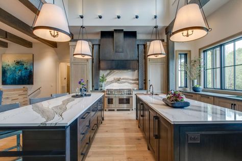 Double Islands In Kitchen, 2 Island Kitchen Layout, Kitchen Double Island, Big Island Kitchen, Double Island Kitchens, Double Island Kitchen Layout, Kitchens With Two Islands, Curated Spaces, Kitchens 2021