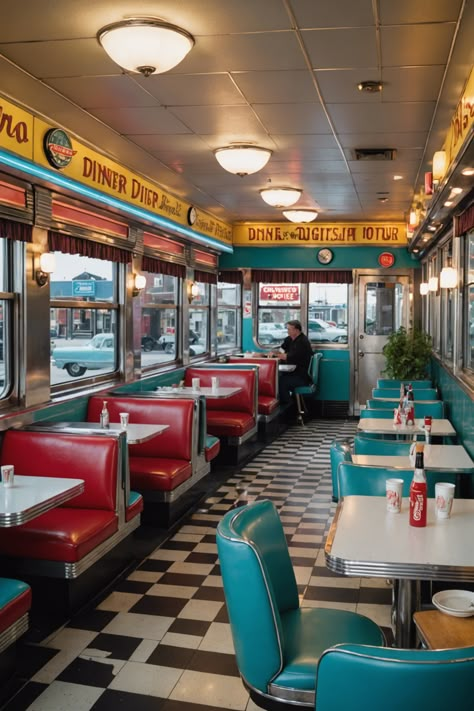 Diner Delights: A Culinary Tour of New Jersey's Iconic Diners Diner Movie Scene, 1950 Diner Decor, Nyc Diner Aesthetic, American Diner Exterior, 70s Diner Aesthetic, 50’s Diner, 60s Diner Aesthetic, 1940s Diner, American Diner Menu