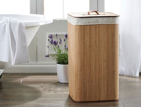 COLLAPSIBLE BAMBOO HAMPER Large Laundry Hamper, Bathroom 2024, Laundry Basket Storage, Cozy Library, Laundry Hamper With Lid, Beach House Bathroom, House Renovation Ideas, Apartment Things, Household Objects