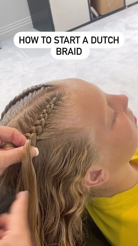 Claire Kent | How to start a Dutch Braid. I know a lot of you have commented asking how to begin a Dutch Braid so I have found the original video that… | Instagram How To Do Good Dutch Braids, Cute Duch Braids, Back Of Head Braid, Dutch Braid Tutorial Step By Step On Yourself, How To Double Dutch Braid, How To Make Dutch Braids, How To Do A Dutch Braid Step By Step, How To Do A Dutch Braid, How To Do A Fishtail Braid