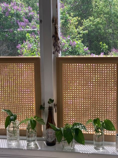 Privacy Bedroom Window, Picture Over Window, Cane Privacy Screen Window, Cane Privacy Screen, Cane Screen Window, Cane Window Screen, Types Of Curtains, Diy Window, Diy Pallet Furniture