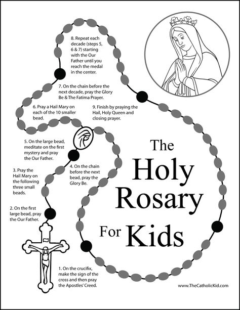 How to Pray the Rosary for Kids - TheCatholicKid.com Hail Mary Prayer For Kids, Rosary For Kids, Ccd Activities, Fatima Prayer, Saying The Rosary, English Prayer, Closing Prayer, Apostles Creed, Sign Of The Cross