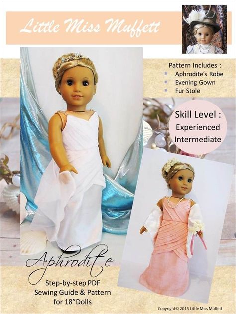 Aphrodite 18" Doll Clothes Crocheted Dolls, American Girl Patterns, Doll Things, Doll Clothes Pattern, Spring Essentials, Doll Sewing, American Doll Clothes, Ag Doll Clothes, Cabbage Patch Dolls