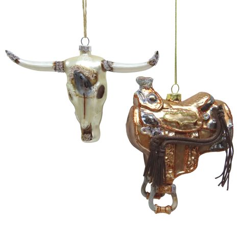 Assorted 5.75" Western Icon Glass Ornament by Ashland®, 1pc. | Michaels Western Xmas Decor, Western Christmas Tree Ideas, Cowboy Christmas Ornaments, Western Christmas Tree Ornaments, Western Christmas Decor, Western Ornaments, Western Christmas Decorations, Western Christmas Tree, Country Christmas Ornaments