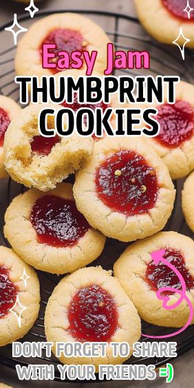 Easy Jam Thumbprint Cookies Homemade Thumbprint Cookies, Jam Cookies Thumbprint, Thumb Print Cookies With Jelly, Jam Thumbprint Cookies Recipe, Best Thumbprint Cookies, Thumbprint Cookies Easy, Peanut Butter Thumbprint Cookies, Peach Pound Cakes, Jam Thumbprint Cookies