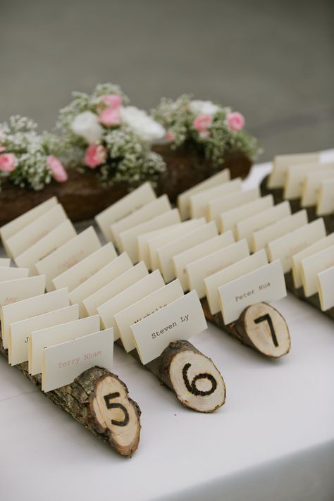 #escort-cards  Photography: Jasmine Lee Photography - www.jasmineleephotography.com/  Read More: http://www.stylemepretty.com/little-black-book-blog/2014/09/22/rustic-diy-oakland-wedding/ Rustic Place Cards, Rustic Wedding Decor Diy, Rustic Wedding Seating, Vintage Garden Parties, Vintage Wedding Table, Wedding Table Designs, Rustic Vintage Wedding, Card Table Wedding, Vintage Wedding Theme