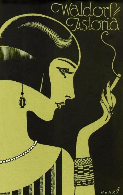 Art Deco Illustration by Henry for Waldorf Astoria New York, 1925. Old Hollywood Illustration, Old Hollywood Drawing, Nyc Collage, Old Hollywood Art, Chocolate Illustration, Pinturas Art Deco, 1920s Aesthetic, Arte Art Deco, Art Deco Illustrations