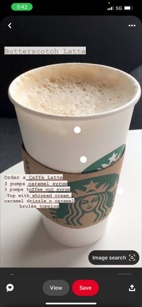 Butterscotch Starbucks Drinks, Starbucks Sweet Lattes, Starbucks Coffee Drinks Hot Sweet, Best Starbucks Lattes To Order, Hot Starbuck Coffees, Hot Drinks To Get At Starbucks, Caramel Cappuccino Starbucks, Starbucks Orders Hot Drinks, Custom Hot Starbucks Drinks