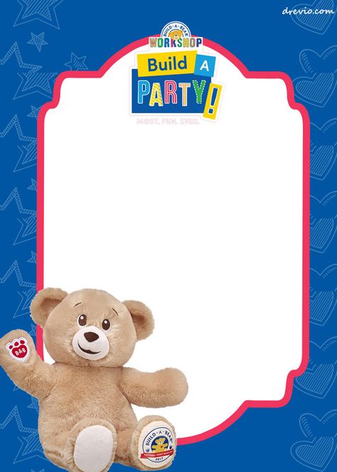 FREE Build-a-Bear Birthday Invitation Template | Drevio Invitations Design Build A Bear Party Invitations, Build A Bear Invitations, Bear Party Invitations, Bear Invitation Template, Bear Birthday Invitations, Build A Bear Birthday, Bear Birthday Party Invitations, Build A Bear Party, Party Invitations Templates