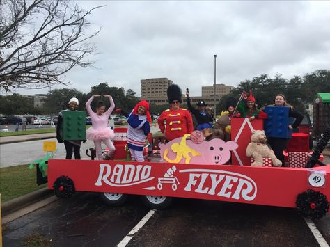 Radio Flyer Parade float Kindergarten Parade Float, Christmas Floats Parade Ideas Elf, Fun Parade Float Ideas, Old Fashion Christmas Parade Float Ideas, Radio Flyer Christmas Float, Holiday Float Parade Ideas, Parade Float Theme Ideas, A Christmas Story Parade Float, Vintage Christmas Parade Float Ideas