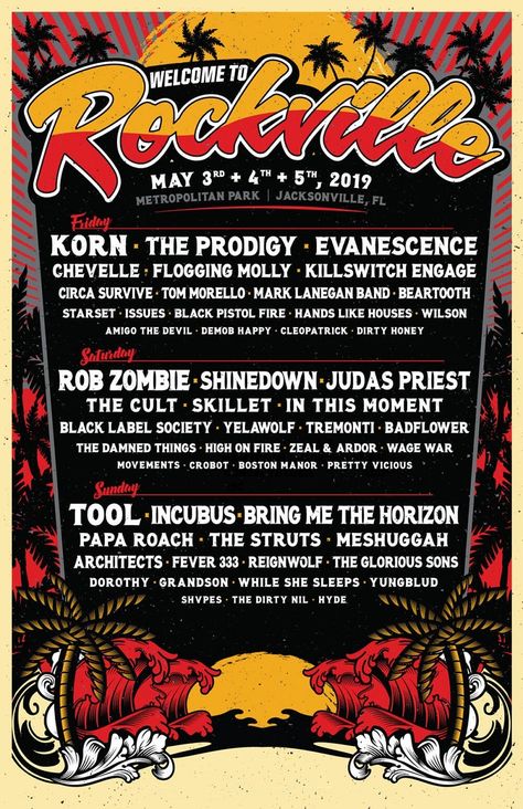 Looking for Cheap Welcome To Rockville Tickets? Tickets4festivals has some very interesting offers on Welcome To Rockville Festival Tickets along with Welcome To Rockville Tickets Discount Coupon.  #Rockville #Festival #Music #Entertinment Welcome To Rockville, Circa Survive, Crystal Method, Mark Lanegan, Zach Myers, Welcome May, Killswitch Engage, Anniversary Poster, Tom Morello