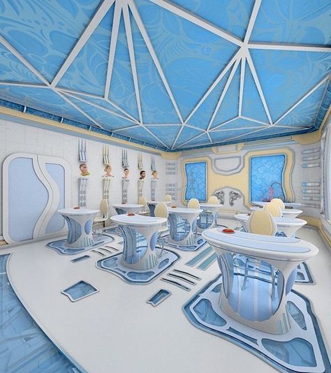 Futuristic School, Classroom Interior, Architecture Classic, Spaceship Interior, Hospital Interior, Futuristic Home, School Interior, Interior Design Presentation, Interior Design Sketches