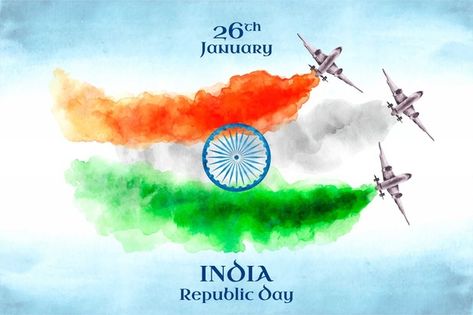 Happy independence day poster with ashoka wheel, india flag ribbon and indian famous monuments on white background. | Premium Vector Indian Air Force Day, Indian Republic Day, Watercolor Indian, Air Force Day, Republic Day India, Happy Republic Day, Greetings Images, Indian Air Force, Whatsapp Dp Images